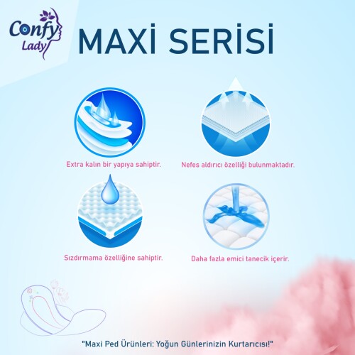 Confy Lady Maxi Hijyenik Ped Avantajlı Fırsat Paketi - 135 Adet - 6