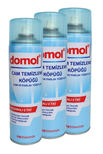 Cam Ve Parlak Yüzeyler İçin Cam Temizleme Köpüğü 500 ml (3 Adet) - Domol