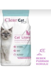 Clear Cat Bebek Pudrası Kokulu Topaklanan Bentonit İnce Kedi Kumu 5 KG - Clear Cat