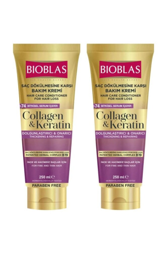 Collagen Ve Keratin Saç Dökülmesine Karşı Saç Bakım Kremi 250 Ml 2 Adet - Bioblas