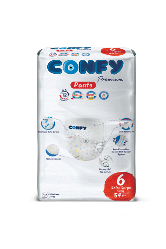 Confy Premium Külot Bebek Bezi 6 Numara Extralarge 15 KG+ 54 Adet - 2