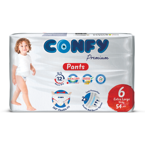 Confy Premium Külot Bebek Bezi 6 Numara Extralarge 15 KG+ 54 Adet - Confy