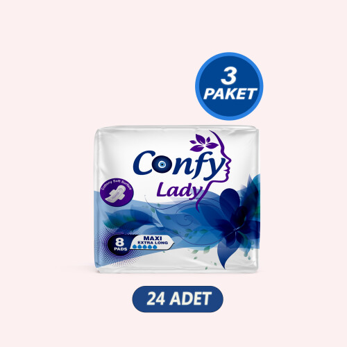 Confy Lady Hijyenik Ped Maxi Extralong 8 Adet x 3 Paket - 1