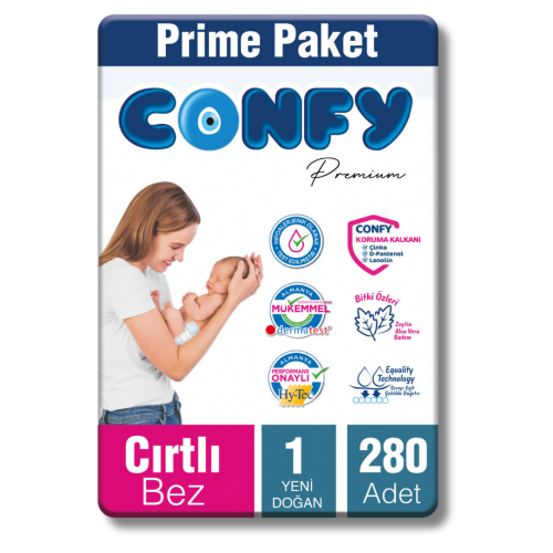 Confy Premium 1 Numara Bebek Bezi Yenidoğan 2 - 5 Kg 280 Adet - 1