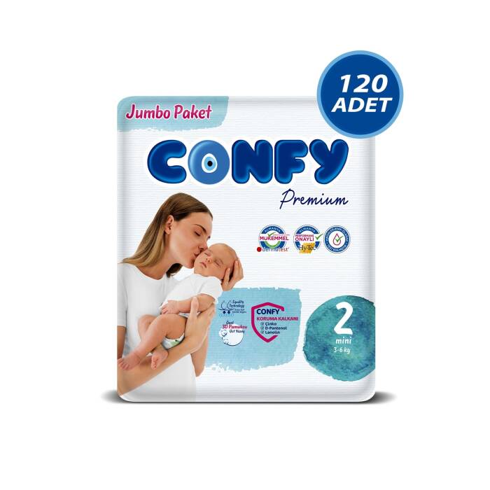 Confy Premium 2 Numara Bebek Bezi Mini 3 - 6 Kg 120 Adet - 1