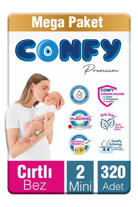 Confy Premium 2 Numara Bebek Bezi Mini 3 - 6 Kg 320 Adet - 2