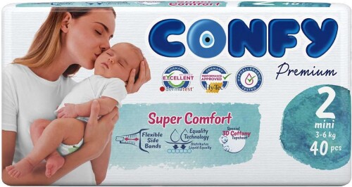 Confy Premium 2 Numara Bebek Bezi Mini 3 - 6 Kg 40 Adet - 2