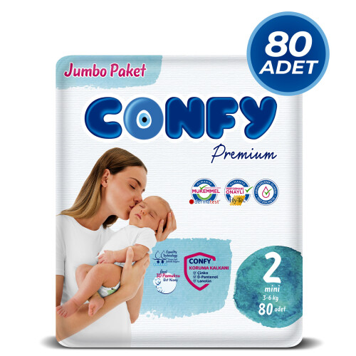 Confy Premium 2 Numara Bebek Bezi Mini 3 - 6 Kg 80 Adet - Confy