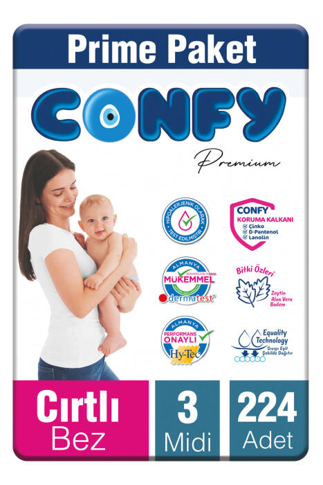 Confy Premium Bebek Bezi 3 Numara Midi 4 - 9 Kg 224 Adet - 2