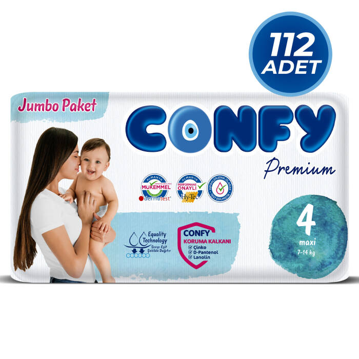 Confy Premium 4 Numara Bebek Bezi Maxi 7 - 14 Kg 112 Adet - 1