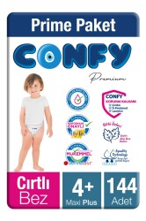 Confy Premium Bebek Bezi 4 Numara Maxi Plus 9-16 Kg 144 adet - Confy
