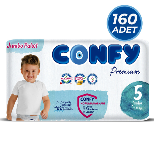 Confy Premium 5 Numara Bebek Bezi Junior 11 - 18 KG 160 Adet - Confy