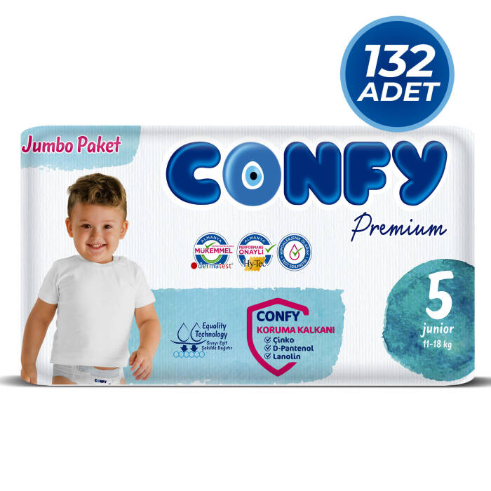 Confy Premium 5 Numara Bebek Bezi Junior 11 - 18 KG 132 Adet - 1