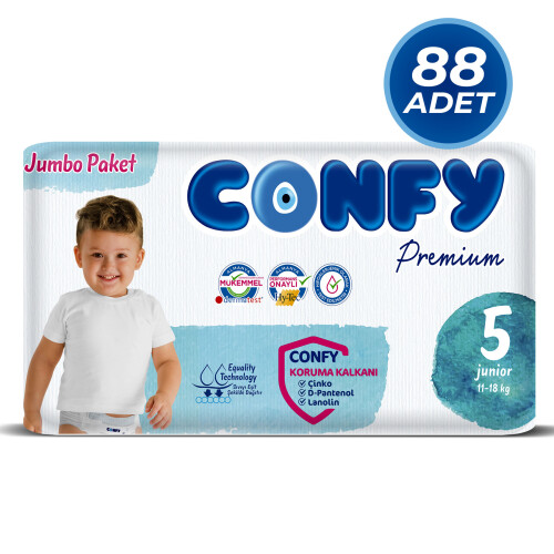 Confy Premium 5 Numara Bebek Bezi Junior 11 - 18 KG 88 Adet - Confy