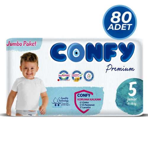 Confy Premium 5 Numara Bebek Bezi Junior 11 - 18 KG 80 Adet - Confy