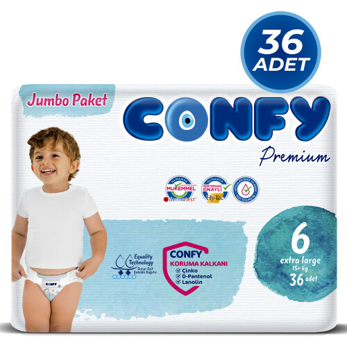 Confy Premium 6 Numara Bebek Bezi Extralarge +15 KG 36 Adet - Confy