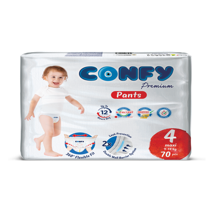 Confy Premium Külot Bebek Bezi 4 Numara Maxi 9 - 14 KG 70 Adet - 1