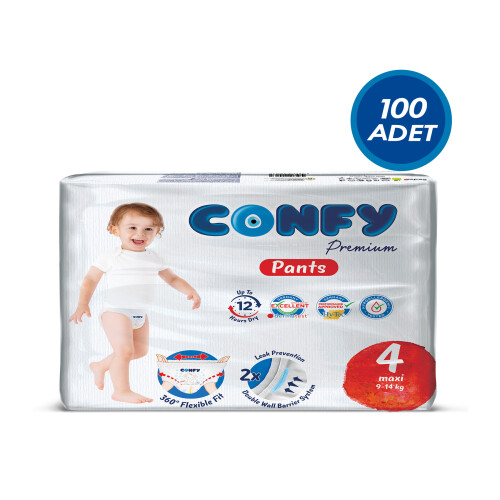 Confy Premium Külot Bebek Bezi 4 Numara Maxi 9 - 14 KG 100 Adet - Confy