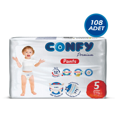 Confy Premium Külot Bebek Bezi 5 Numara Junior 12-17 KG 108 Adet - Confy