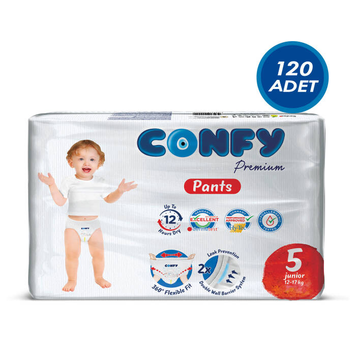 Confy Premium Külot Bebek Bezi 5 Numara Junior 12-17 KG 120 Adet - 1