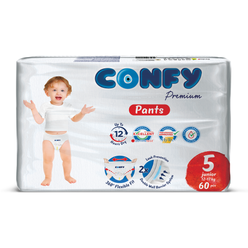 Confy Premium Külot Bebek Bezi 5 Numara Junior 12-17 KG 60 Adet - Confy