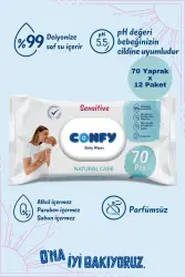 Confy Sensitive Bebeklere Özel Islak Mendil 12x70 - 840 Yaprak - 1