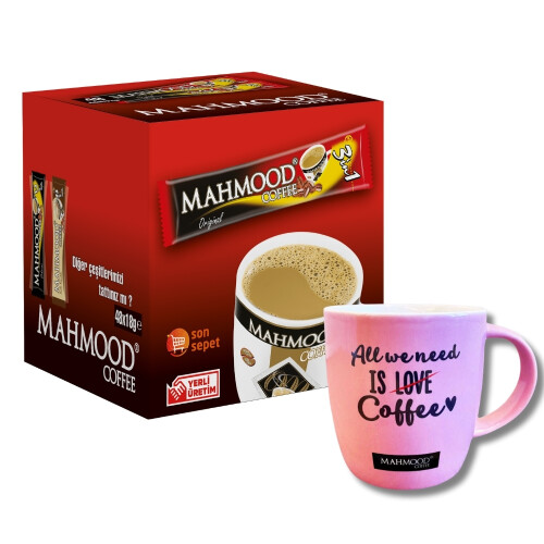 Mahmood Coffee 3'ü 1 Arada 48 Adet ve Kupa Bardak - Mahmood Coffee