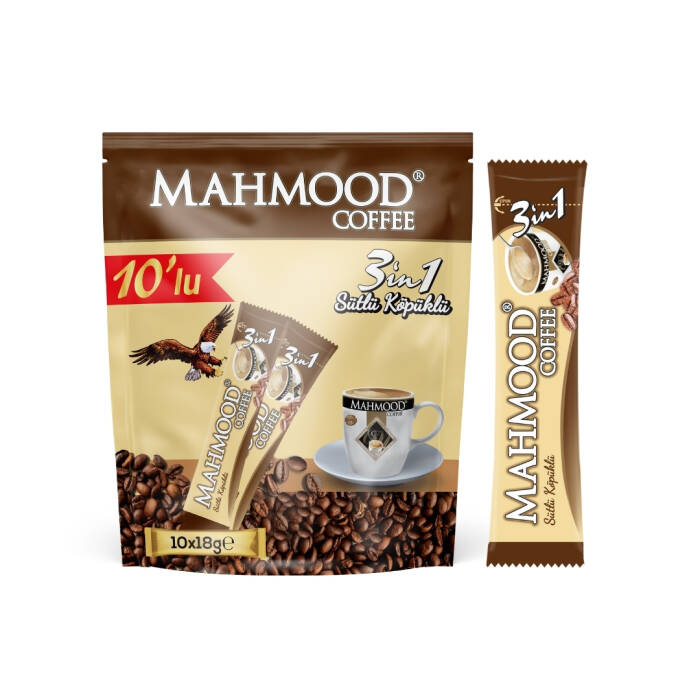 Mahmood Coffee 3'ü 1 Arada Sütlü Köpüklü Kahve 18 gr x 10 Adet - 1