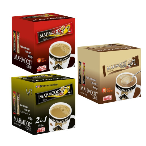 Mahmood Coffee 3'ü1 Arada ve 3'ü1 Arada Sütlü Köpüklü ve 2'si1 Arada 3'lü Set 48 Adet - Mahmood Coffee
