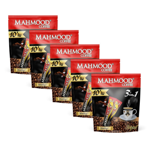 Mahmood Coffee 3'ü 1 Arada Kahve 18 gr x 10 Adet x 5'li Paket - Mahmood Coffee