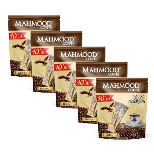 Mahmood Coffee 3'ü 1 Arada Süt Köpüklü Kahve 18 gr x 10 Adet x 5'li Paket - Mahmood Coffee