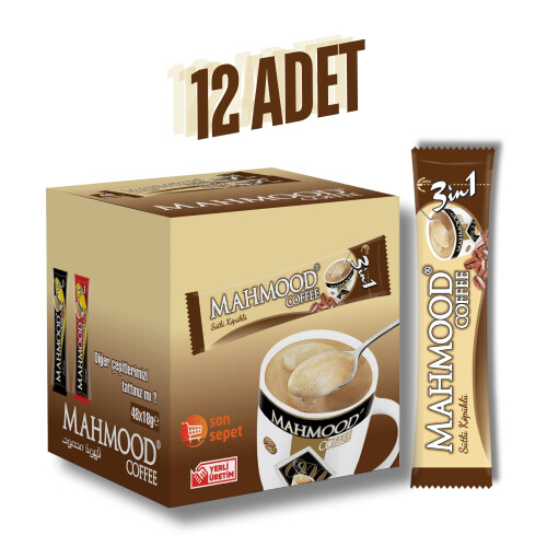 Mahmood Coffee 3ü 1 arada Sütlü Köpüklü 48 adet x 18 Gram (1 Koli) - 2