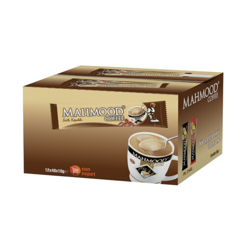 Mahmood Coffee 3ü 1 arada Sütlü Köpüklü 48 adet x 18 Gram (1 Koli) - 1