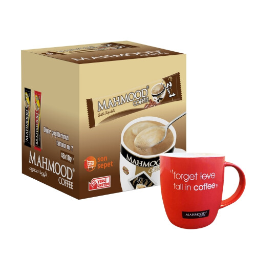 Mahmood Coffee 3'ü 1 Arada Sütlü Köpüklü 48 Adet ve Kupa Bardak - Mahmood Coffee