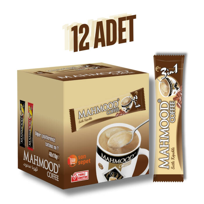 Mahmood Coffee 3ü 1 arada Sütlü Köpüklü Hazır Kahve 48 adet x 18 Gram (1 Koli) - 2