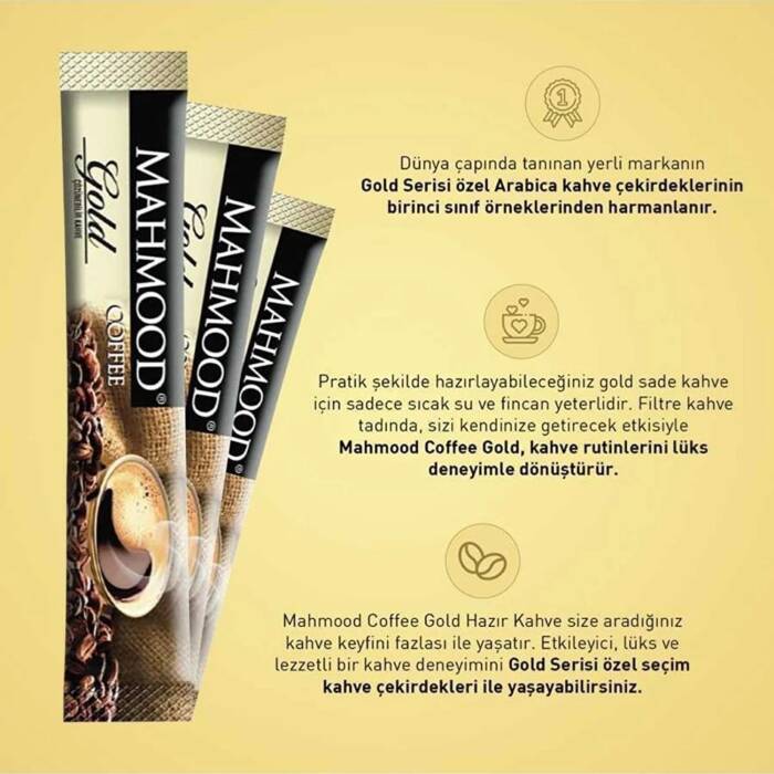 Mahmood Coffee Gold Hazır Granül Kahve 2 gr x 48 adet ve Stick Kahve Kreması 5 gr x 48 adet - 4