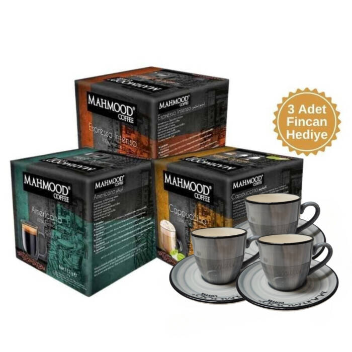 Mahmood Coffee Dolce Gusto Kapsül Kahve Çeşitleri 3'lü Set ve 3'lü Fincan - 1