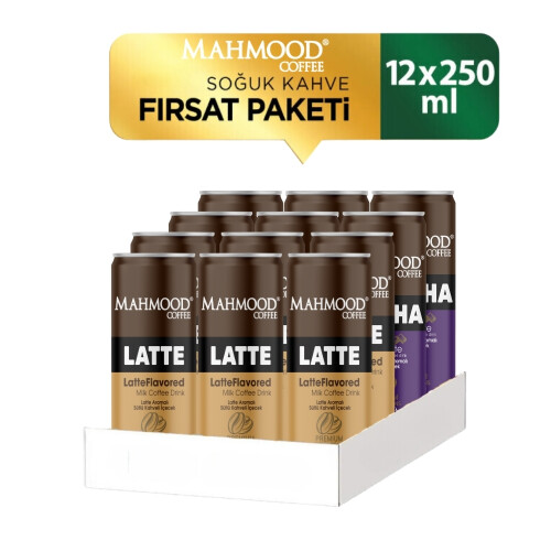 Mahmood Coffee Mocha ve Latte 250 ml Soğuk Kahve Seti - 12 Adet (6 Mocha + 6 Latte) - Mahmood Coffee