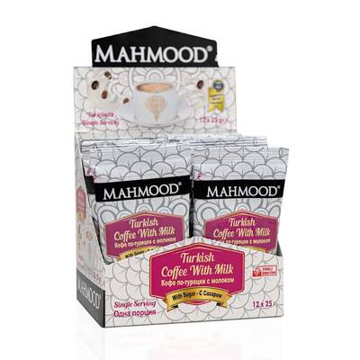 Mahmood Coffee Hazır Türk Kahvesi Sütlü Şekerli 25 gr x 12 adet - 1