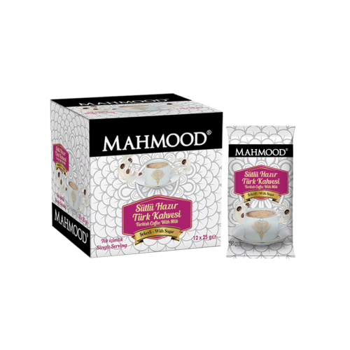 Mahmood Coffee Hazır Türk Kahvesi Sütlü Şekerli 25 gr x 12 adet - Mahmood Coffee