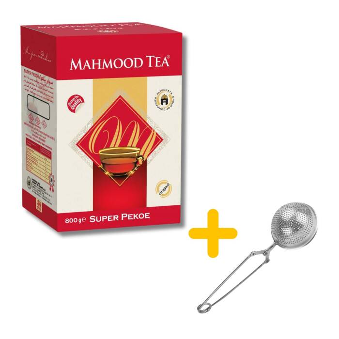 Mahmood Tea Seylan Pekoe Dökme Çay 800 gr ve Küre Tasarımlı Silver Çay Süzgeci - 1