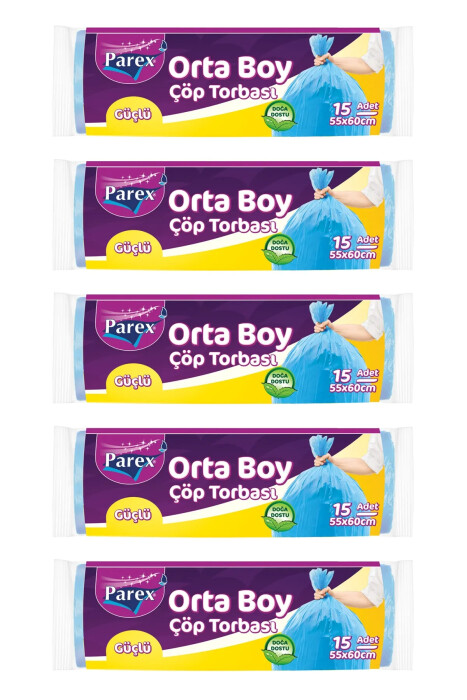 Parex Güçlü Çöp Torbası Orta Boy 5' Li Paket - Parex