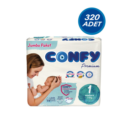 Premium 1 Numara Bebek Bezi Yenidoğan 2 - 5 Kg 320 Adet - Confy