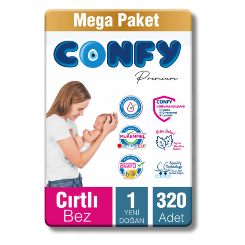 Premium 1 Numara Bebek Bezi Yenidoğan 2 - 5 Kg 320 Adet - Confy