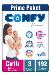 Confy Premium Bebek Bezi 3 Numara Midi 192 Adet - Confy