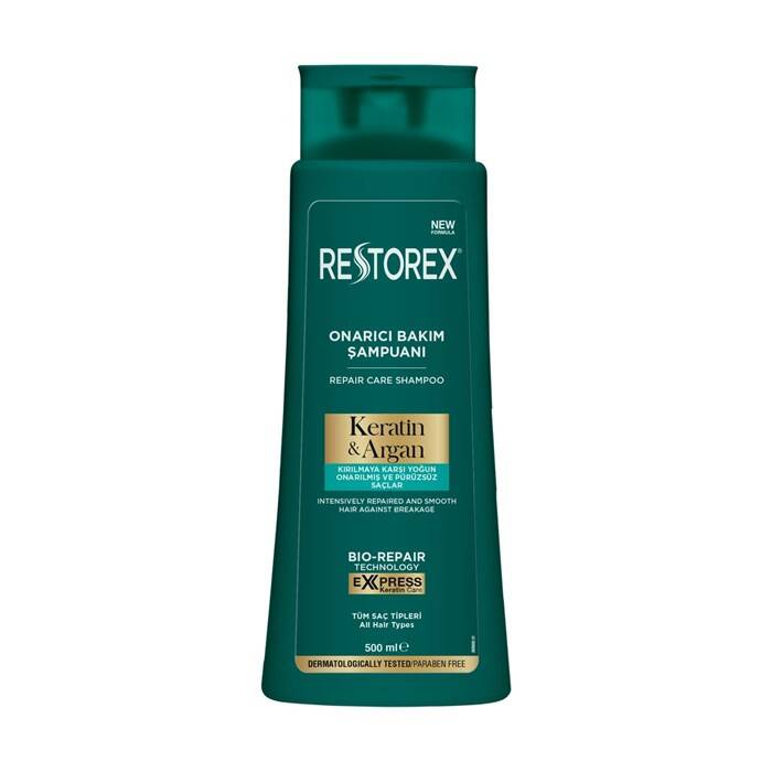 Restorex Kırık Ve Işlem Görmüş Saçlar Için Onarıcı Keratin Argan Bakım Şampuanı 500 ml - 1