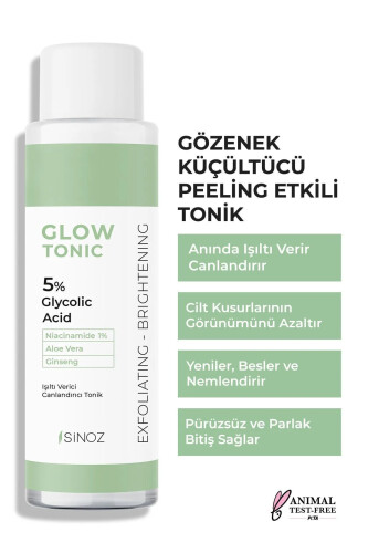 Sinoz Arındırıcı Peeling Etkili Glow Tonik Glycolic Acid %5 200 ml - Sinoz