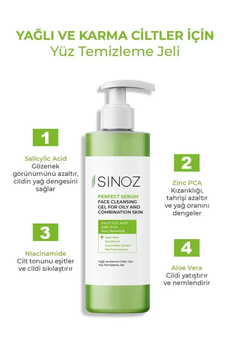 Sinoz Perfect Sebum Dengeleyici Yüz Temizleme Jeli 400 ml Yağlı Karma Ciltler Için - 2