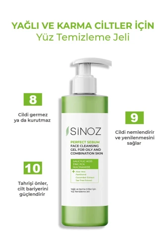 Sinoz Perfect Sebum Dengeleyici Yüz Temizleme Jeli 400 ml Yağlı Karma Ciltler Için - 4