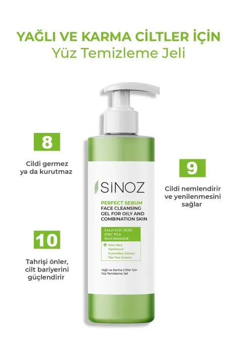 Sinoz Perfect Sebum Dengeleyici Yüz Temizleme Jeli 400 ml Yağlı Karma Ciltler Için - 4